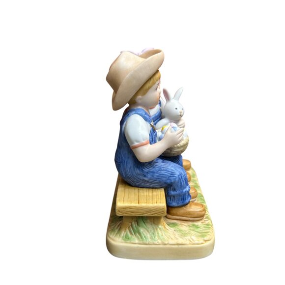 Home Interiors 2005 Denim Days Easter Joy Debbie Danny Porcelain Figurine - Picture 4 of 8